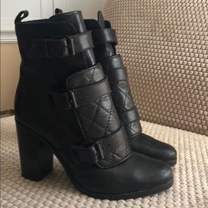 All Saints black leather heeled ankle boots